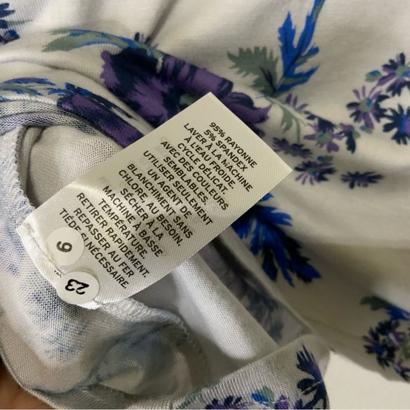 BP Floral Oversize Button-up Shirt Blue Purple Short Sleeve NWT Size Small - Picture 6 of 6